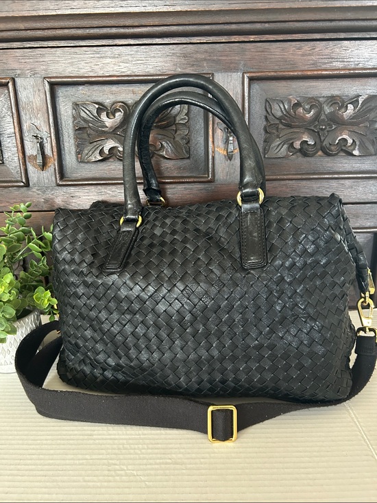 Christopher Kon Handbags - Christopher Kon Woven Leather Tote Bag with Detachable Strap - Black